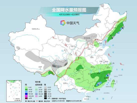 中东部强降水持续局地今有大暴雨 降温区域进一步扩大