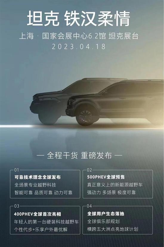 坦克400PHEV-500PHEV上海车展亮相预售