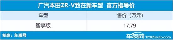 广汽本田ZR-V致在新车上市 售17.79万元