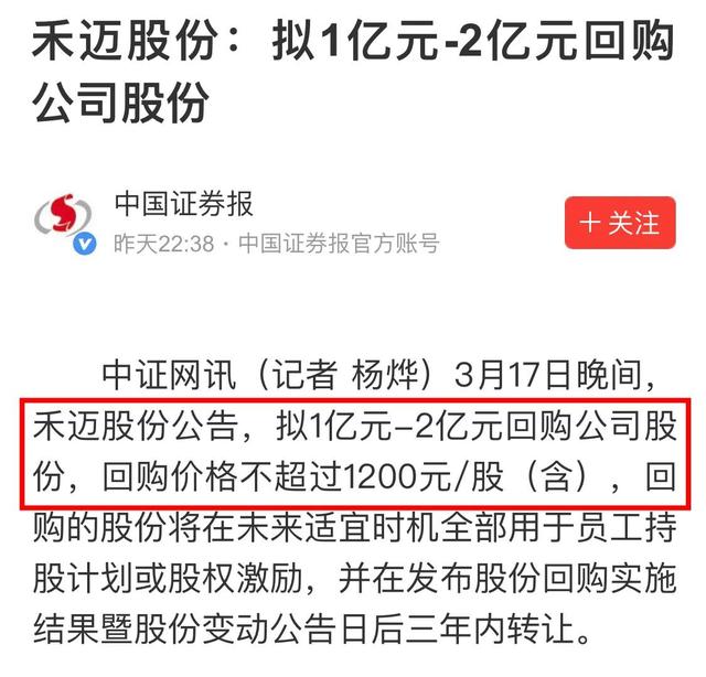 什么操作？禾迈股份拟以不超过1200元每股回购股份，感觉到忽悠没