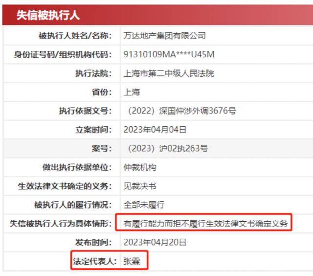 突然，万达地产集团竟成“老赖”！被强制执行超10亿