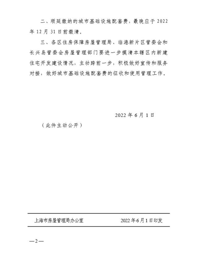 上海市房屋管理局关于2023年住宅项目缴纳城市基础设施配套费有关事项的通知