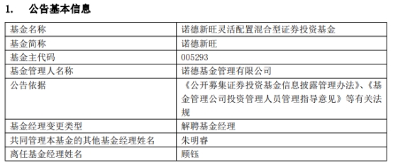 顾钰离任诺德新旺灵活配置混合