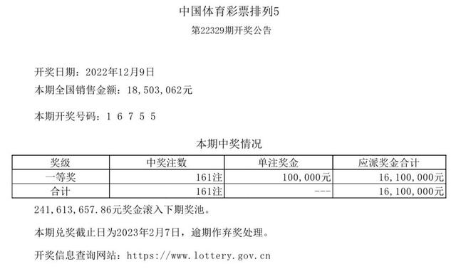 中国体育彩票12月9日开奖结果