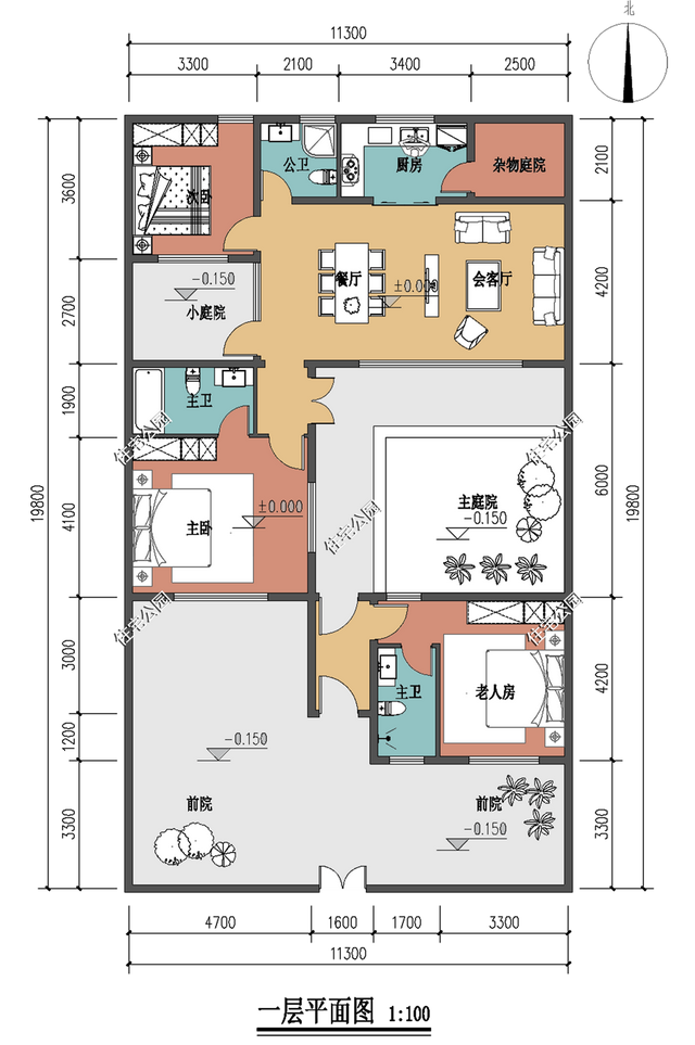 农村盖房一定要有个院，11×19米中式合院，当养老房很合适