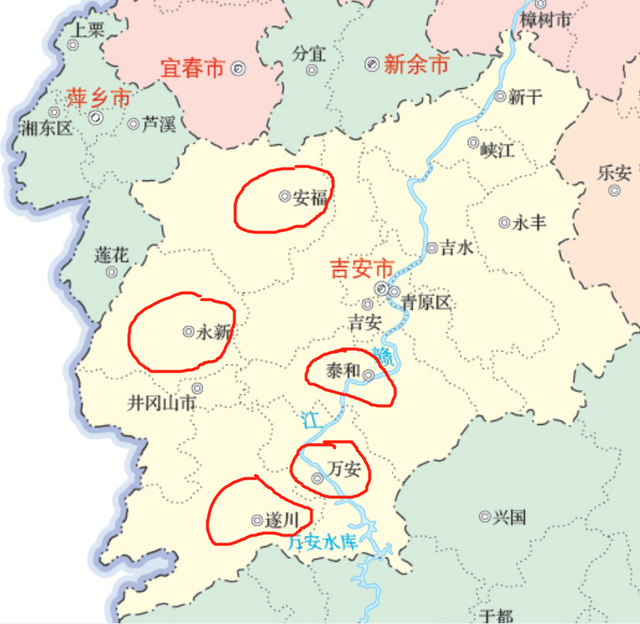 江西吉安万安、安福、泰和、遂川、永新5县现状分析