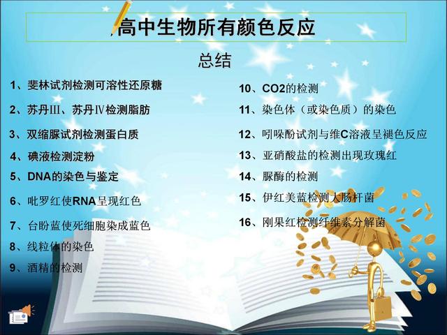 高中生物，所有颜色反应总结，十六张表帮你搞定，轻松拿分