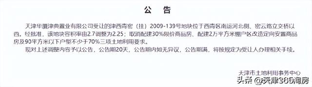 好消息！西青环内地块又出新变化！降容积率、取消限价房……