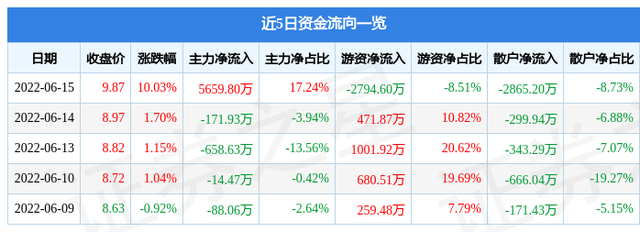 大亚圣象6月15日主力资金净买入5659.80万元