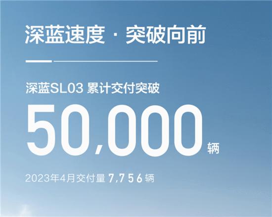 深蓝4月销量破7千辆 累计交付破5万辆