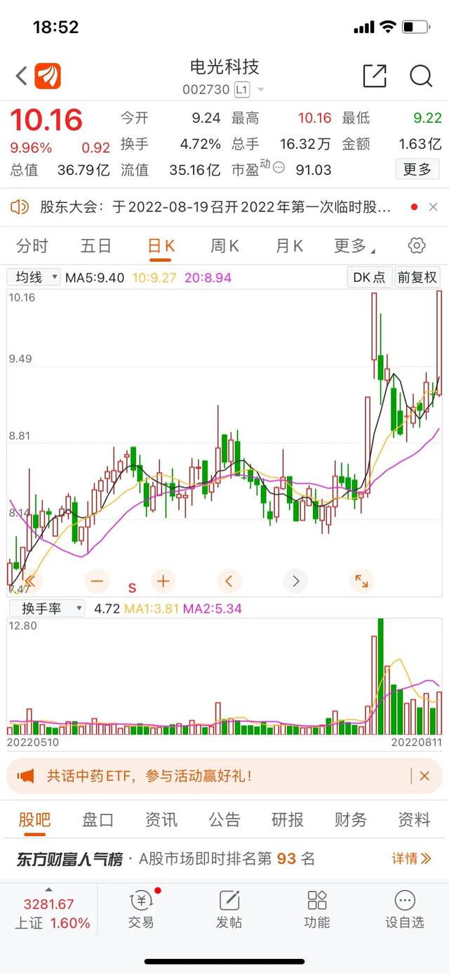 “电光科技”暴力拉涨停