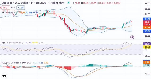 莱特币价格分析：短暂看涨后价格飙升至 70.14 美元