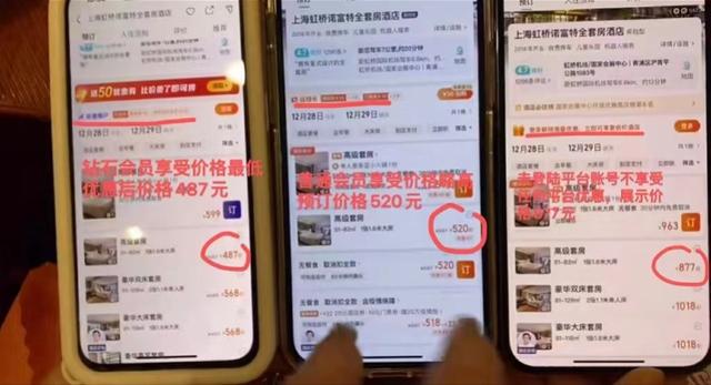 3台手机订同一酒店价差近400元！去哪儿称系会员等级不同