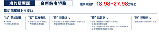 官降2.3万 比亚迪海豹冠军版正式上市