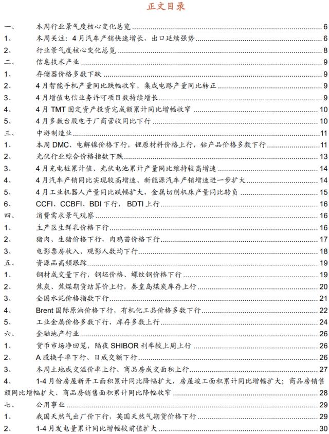 【招商策略】4月汽车产销和出口增速较高，商品房销售额同比增幅扩大--行业景气观察0517