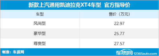 新款凯迪拉克XT4上市 售价 22.97-27.57万元