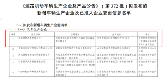 北京理想汽车获得纯电-增程生产资质