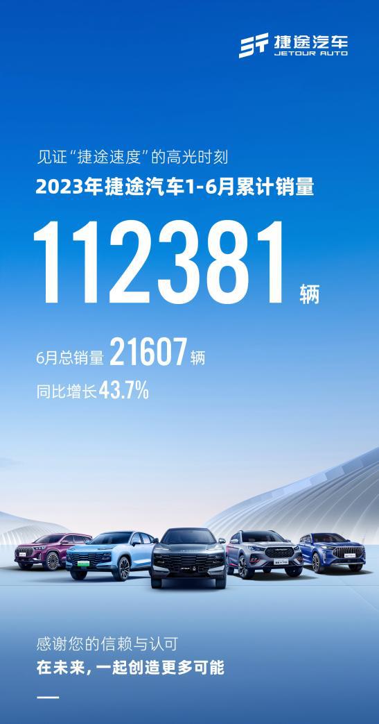 捷途汽车上半年累销破10万辆 同比增84.1%