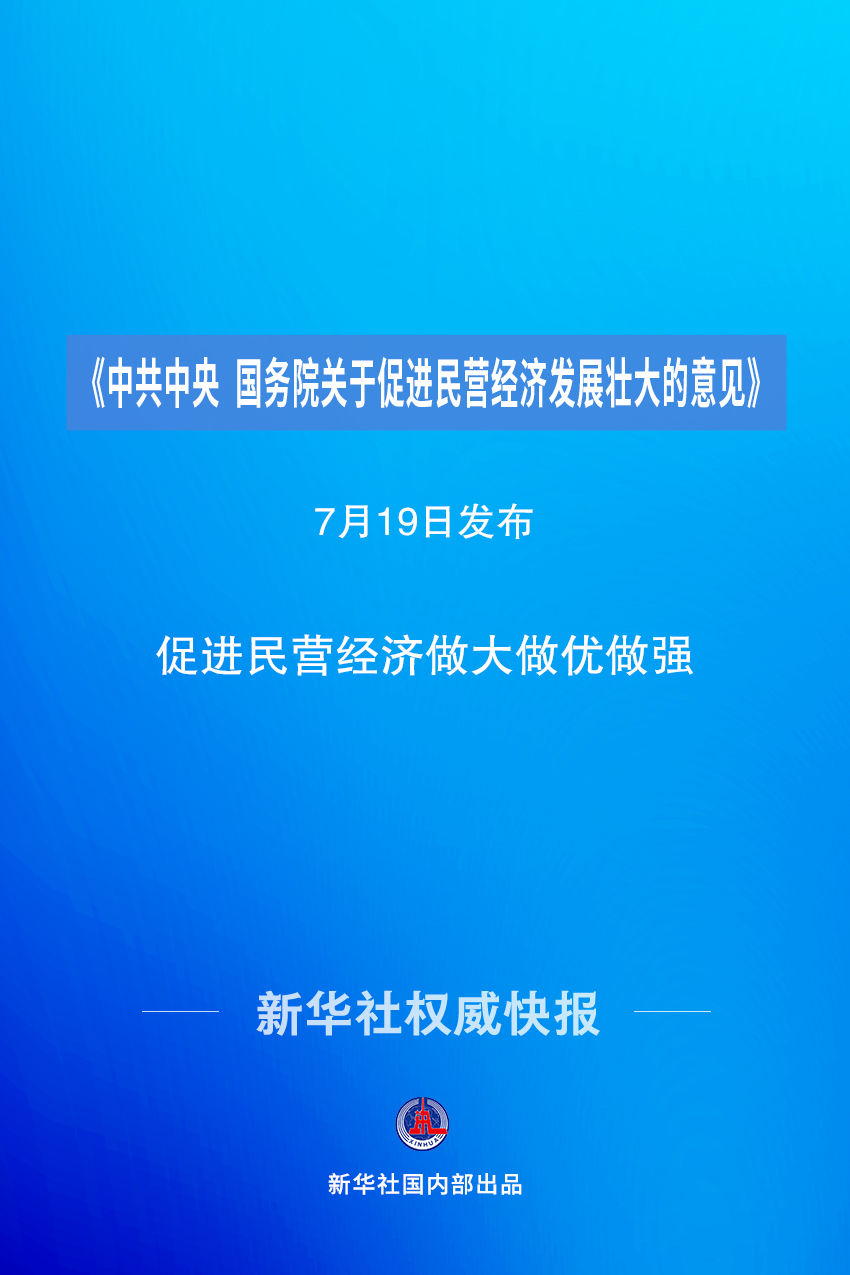 新华社权威快报丨《中共中央 国务院关于促进民营经济发展壮大的意见》发布