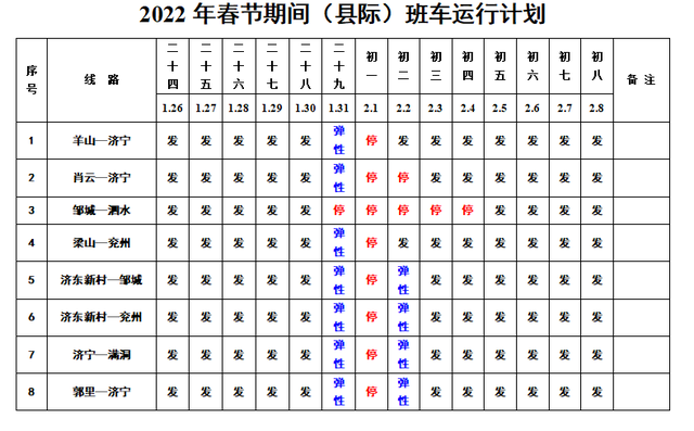 @济宁人，2023年春节期间班车运行计划出炉